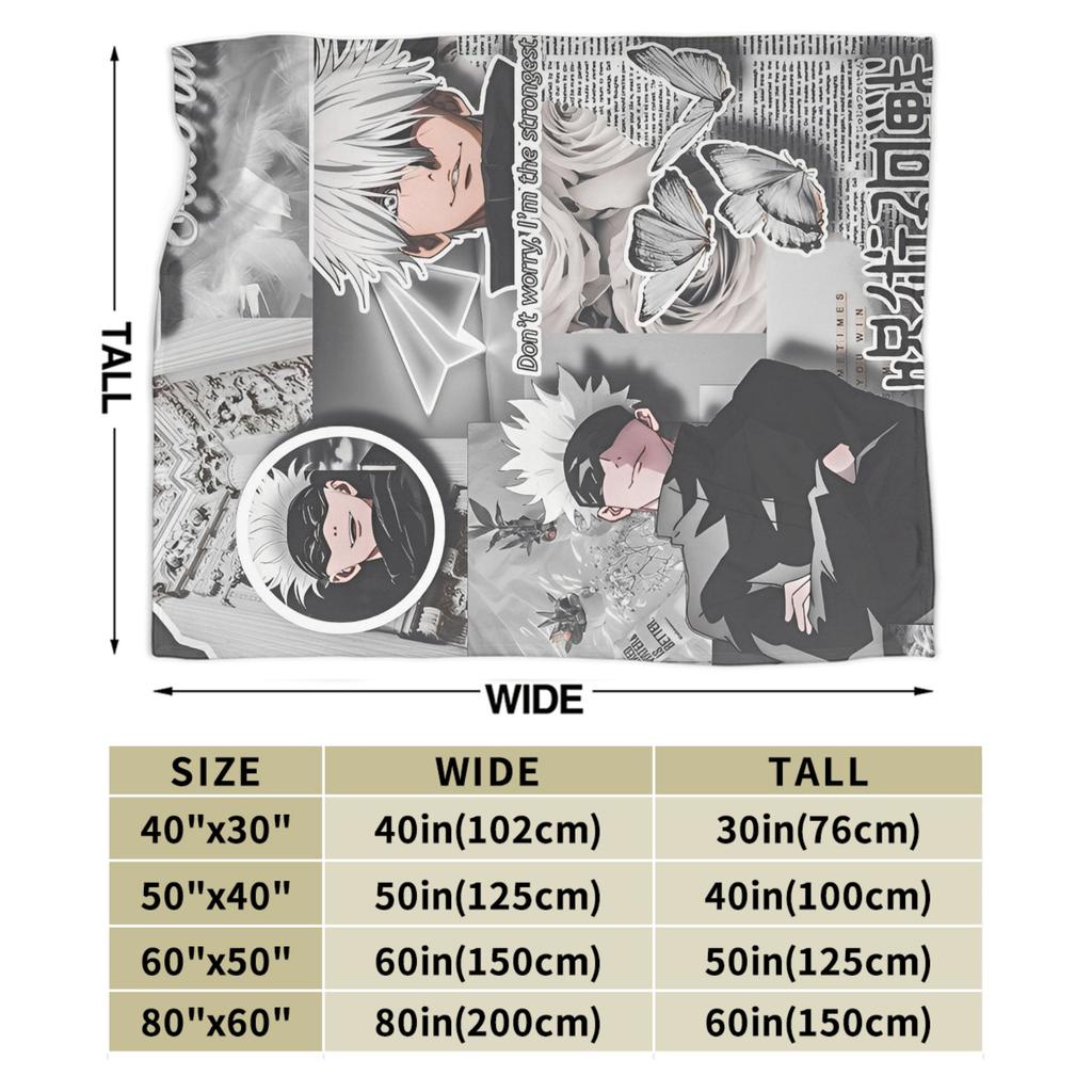 Jujutsu Kaisen Gojo Satoru Flannel Throw Blanket Anime Cool for Bedding Throws Knitted Blanket Outdoor Ultra-Soft Breathable