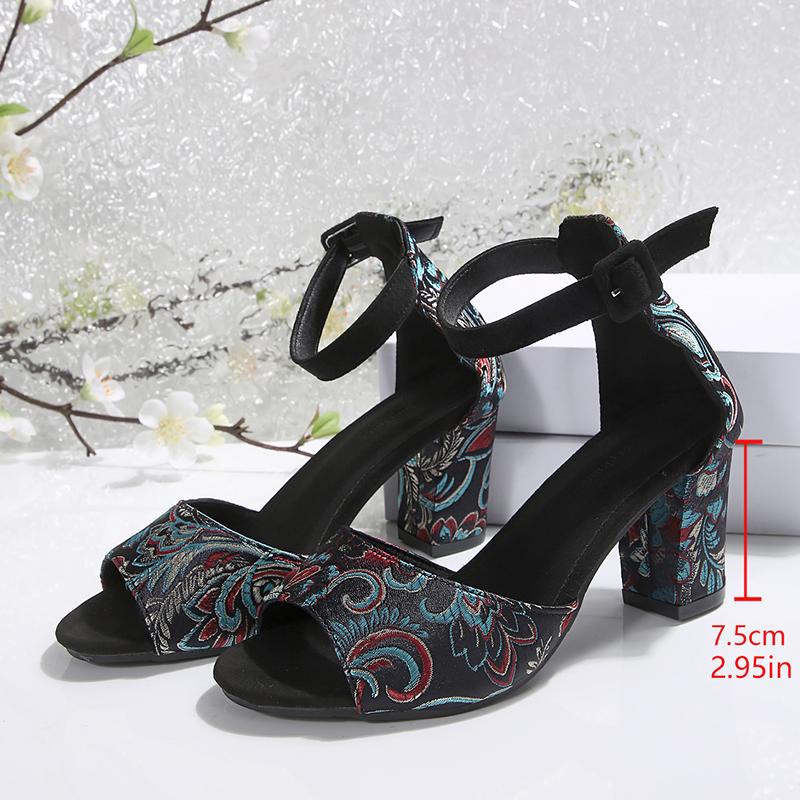 

Принт Случайные Женские Босоножки на Высоком Каблуке Сексуальная Обувь на Каблуке Летняя Мода Массивные Туфли-Лодочки 2025 Новый Тренд Дизайнерские Сандалии Женские 34 чёрный