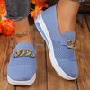 Fashion Women Pink Casual Shoes Breathable Mesh Shoes Woman Lightweight Chain Shallow Ladies Wedge Heels Shoes Spring Autumn Loafers