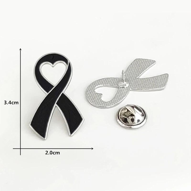 Black Ribbon Memorial Brooch Clothing Lapel Pin Alloy Black Mourning Suit Badge Fashion Accessories Party Jewelry Gift