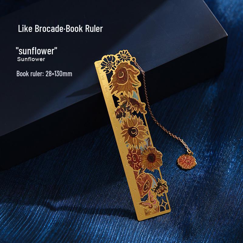 Van Gogh Monet Floral Metal Bookmark - Creative Engraved Gift