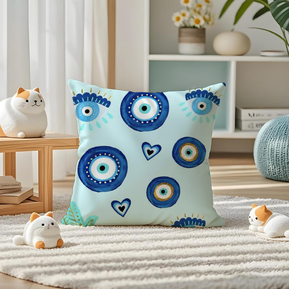 Custom EEvil Eye Luxury Pillow Case Silky elegant Comfort Sofa Bed Invisible zipper