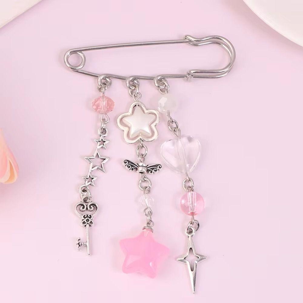 Bag Charm Sweet Brooch Clip Y2k Gothic Beaded Brooch Aesthetic Beaded Bag Pins  Bag Accessories