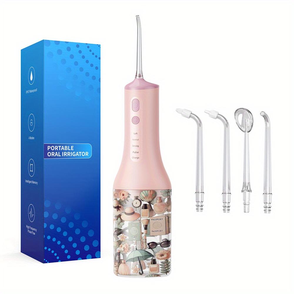 

Электрический ирригатор для полости рта, беспроводной, перезаряжаемый, 5 режимов, 4 насадки, портативный, стоматологический, для путешествий, дома розовый