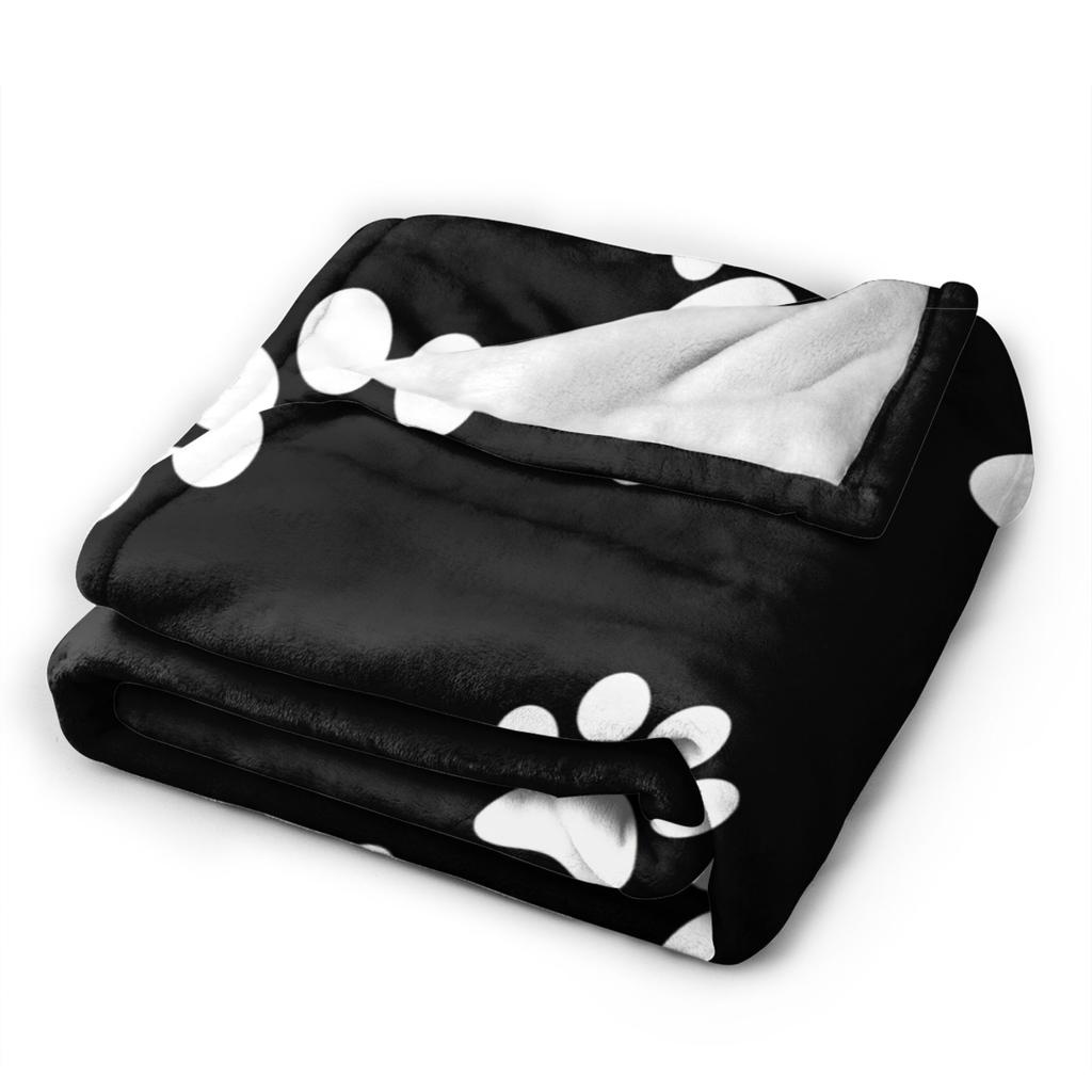Dog Paw Print and Bone Flannel Blanket Winter Super Warm Throw Blanket for Boy Girl Living Room Print Bedspread Sofa Bed Cover
