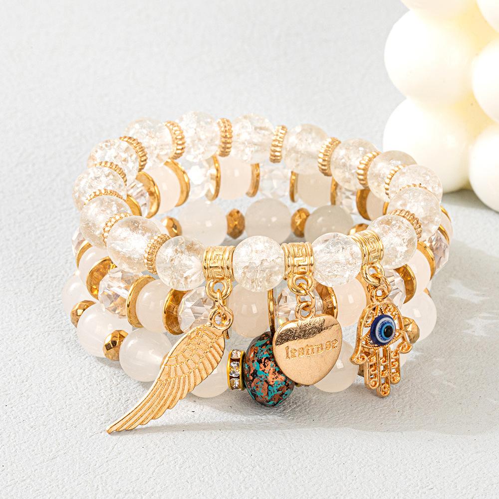 JYL TS Bracelet Roman Letter  Stainless Steel Enhances Timeless Charm White старый лаванды