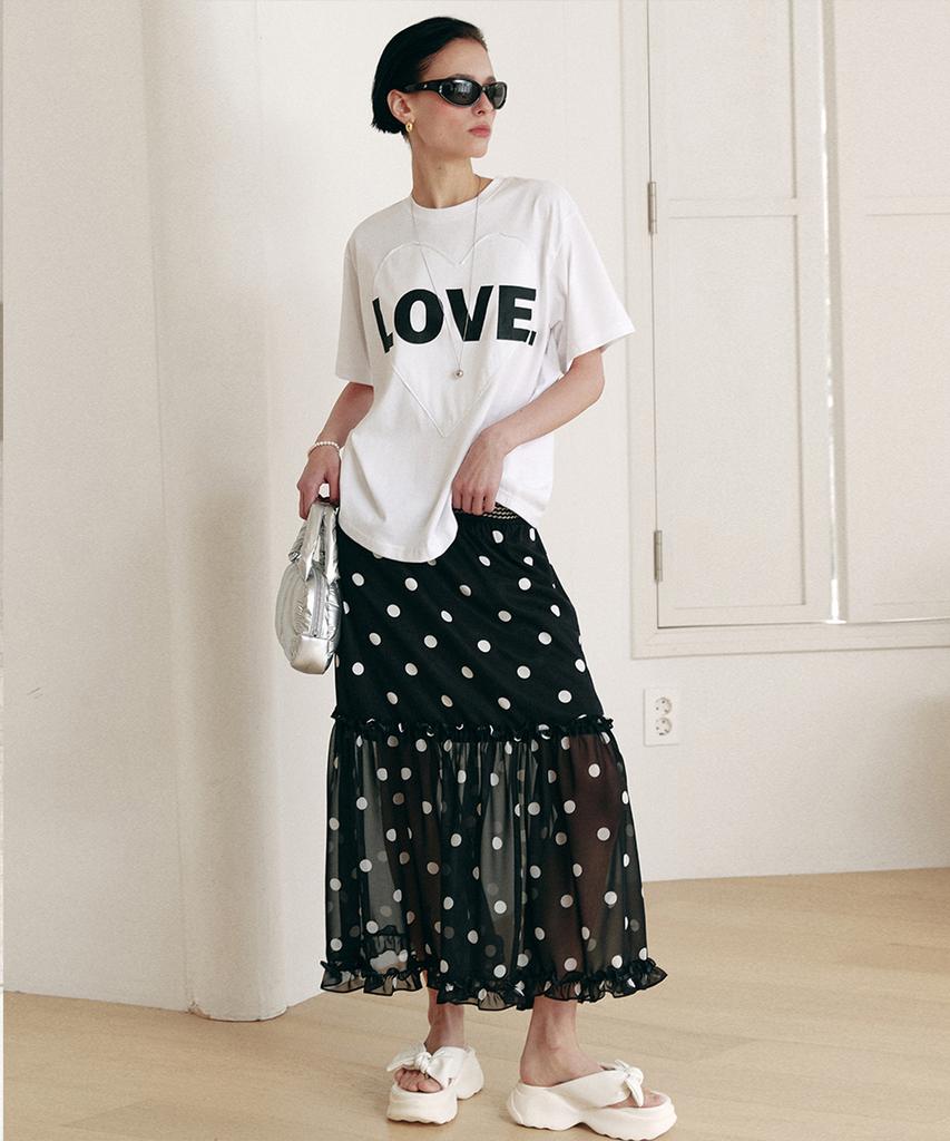 Dyuidyui Dot Frill Skirt_Black