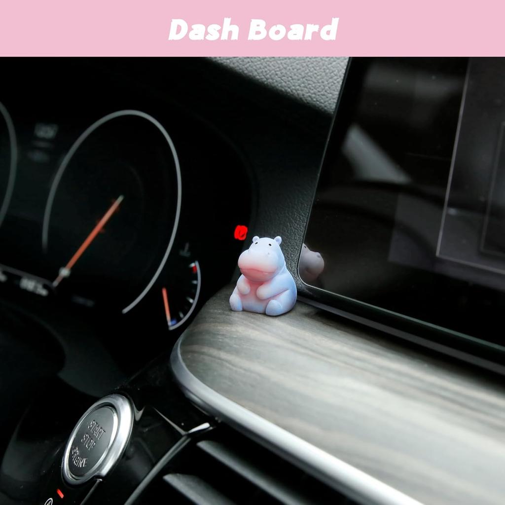 YGMONER Mini Hippopotamus Car Dashboard Figurines Set of 6 Cute 1inch Hippo Car Decorations Kawaii Car Interior Decor Accessories Gifts for Hippo