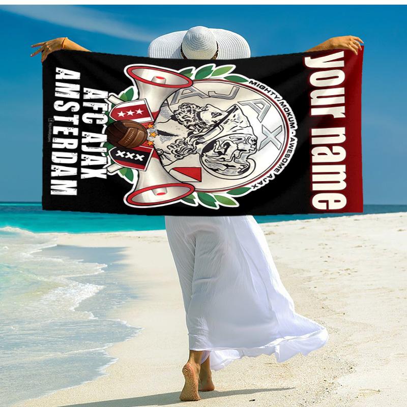 Personalized customized proof beach towel with AFC Ajax logo pattern - soft, absorbent,quick-drying,perfect