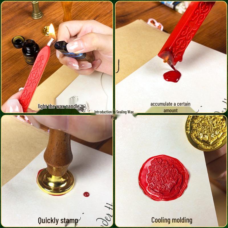 Warner Bros. Set Pană cu Pene cu Stropi Aurii Harry Potter & Sigiliu Retro cu Ceară