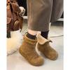 Leather thick-soled heightening two wear snow boots women's winter fur integrated short boots piled warm fluffy cotton shoes
