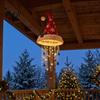 DIY Christmas Ceiling Pendant Light?Up Santa Hat Hanging Chandelier Kit, Warm LED String Lights Creative Holiday Craft Kit with Star Tassel, Indoor