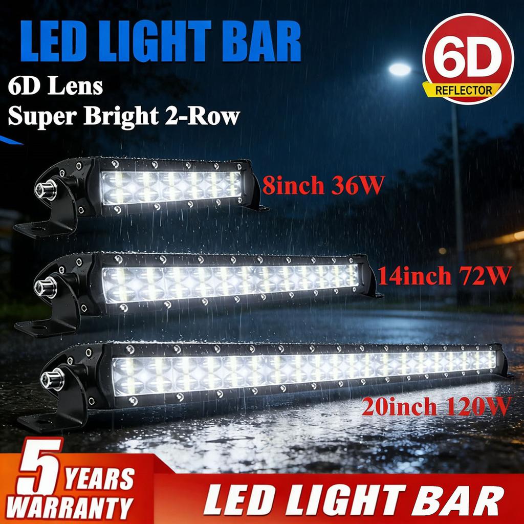 2-Rows 6D led light bar 14inch 20inch Spot Flood Combo Beam led bar For SUV 4X4 OffRoad LED Work Light 12V 24V Auto Driving Lamp