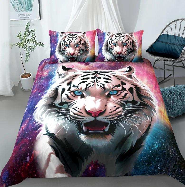 

Galaxy White Tiger Bedding Set – Cosmic Beast Duvet Cover Set, Perfect Gift for Wildlife Fans, Fits Twin/Full/Queen/King Size Beds Baby 100x135cm