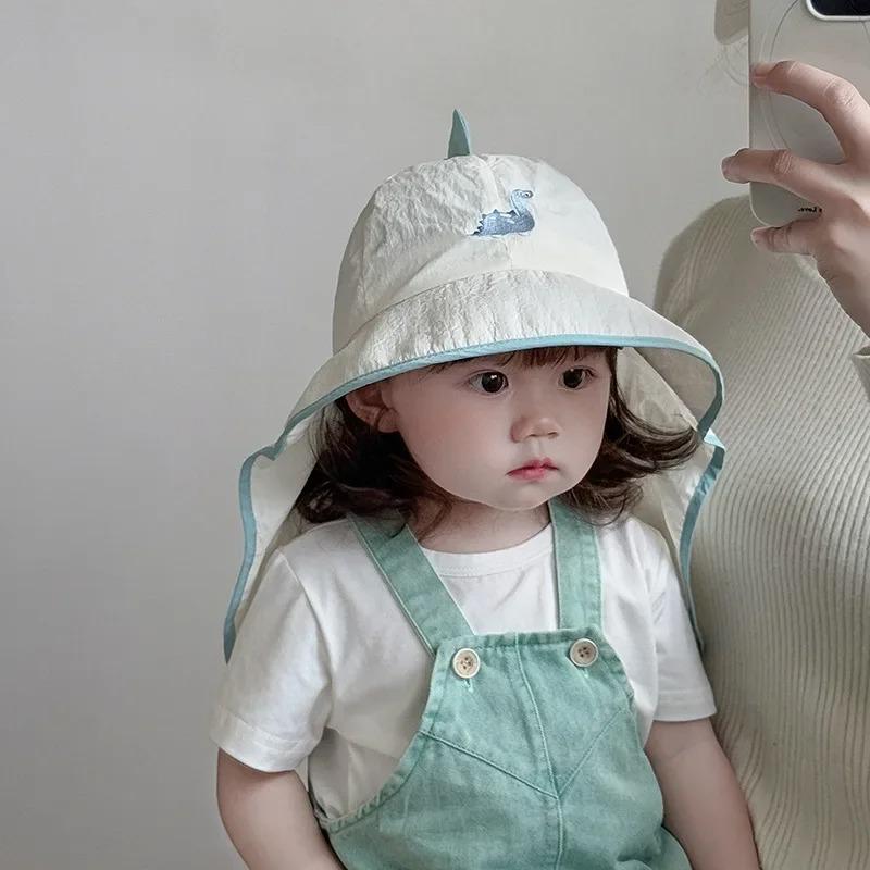 UV Protection Hat Baby Hat Beach Accessories Boys and Girls Sun Protection Wide Brim Sunshade Shoulder Cover Breathable Sun Hat