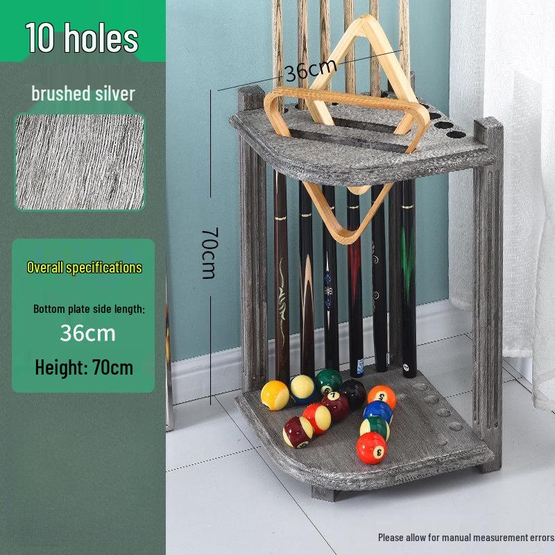 Jundingying Retro Silver Solid Wood 10-Cue Billiard Rack