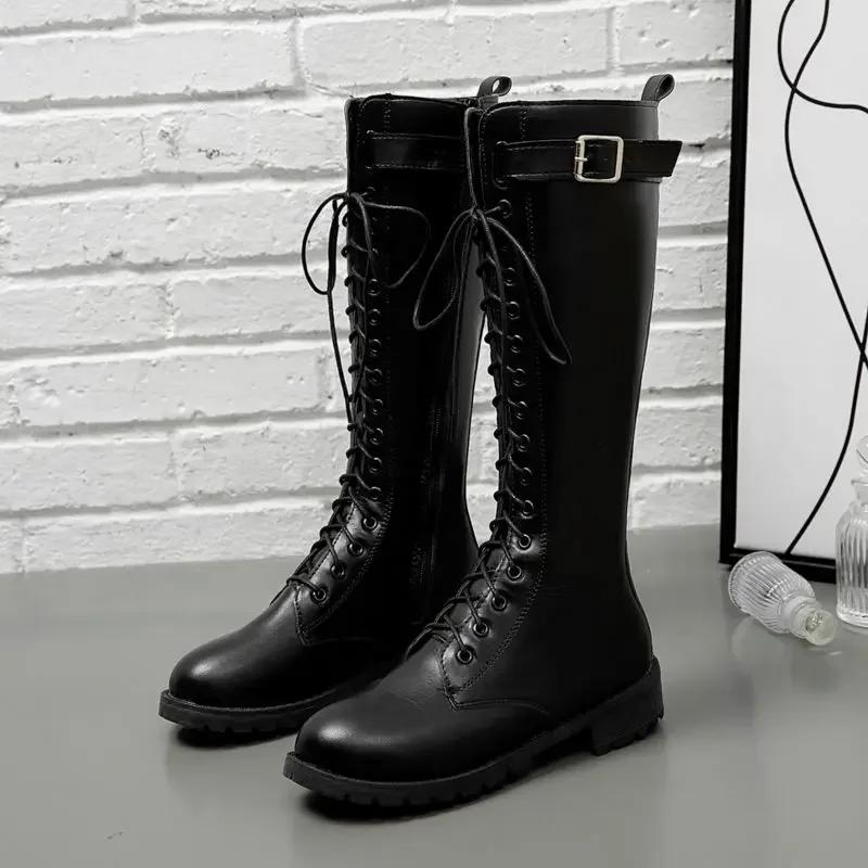Fashion Autumn Winter 2024 Half High Boots for Women New In Mid Calf Shoes Woman Cosplay Fashion On Offer Comfortable and Elegant Hot Pu