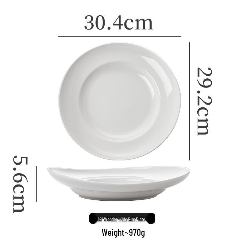 White High-Footed Ceramic Soup Bowl - Deep Plate for Home or Hotel Use