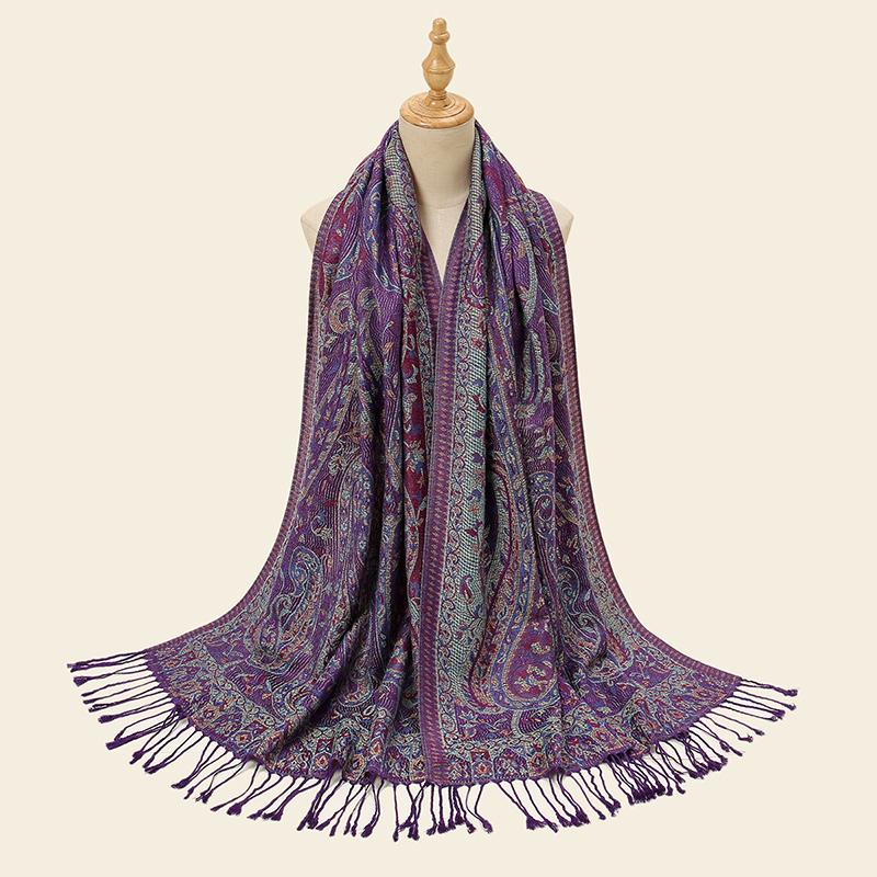 

New Printed Paisley Scarf Shawls For Women Big Size Women Pashmina Embroidery Shawls Soft Bufanda With Tassels Long Mufflers