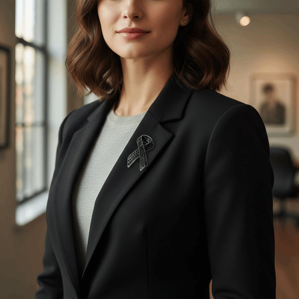 Melanoma Cancer Funeral Ribbon Badge Brooch Awareness Funerals Memorial Pin  Party