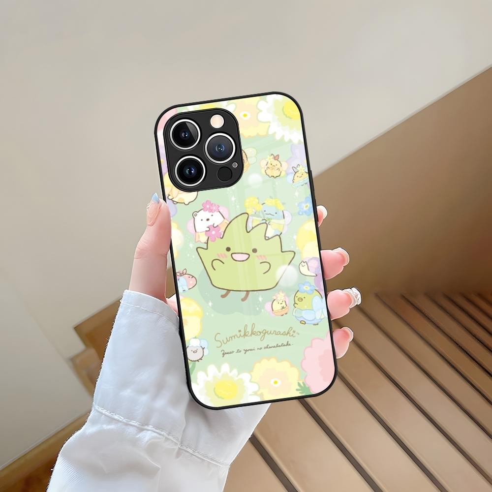 Cartoon Sumikko Gurashi Phone Case Tempered Glass For IPhone 13 17 15 16 14 12 11 Pro Max Plus Mini XR XS SE2020 Coque