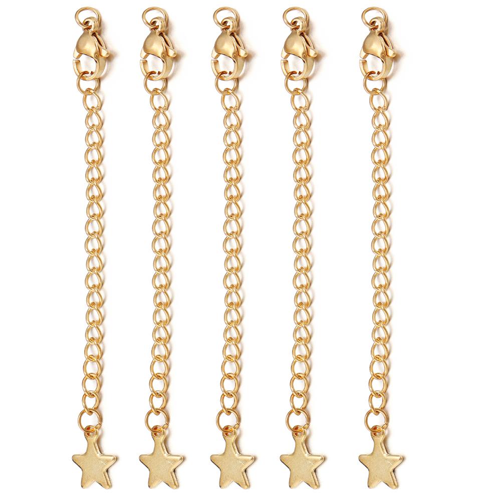 10pcs/lot Stainless Steel Extension Chains Link Jump Rings Lobster Clasps Connectors For Bracelets Necklace DIY Jewelry Making