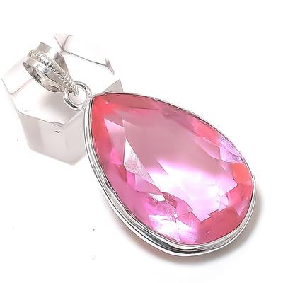 Natural Pink Kunzite Gemstone 925 Sterling Silver Jewelry Pendant 2.05" Y7d47