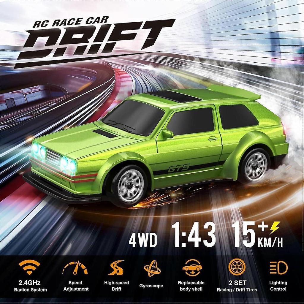 Mini RC Driftauto 1/43 mit Gyroskop, 4WD Vollproportional RC-Auto, 2,4 GHz Hobby-Fernsteuerautos, RTR-Modellfahrzeug, 20+ km/h Hohe Geschwindigkeit für