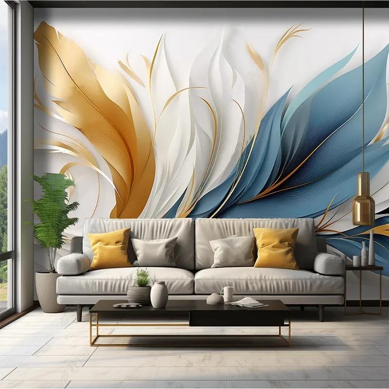 3d Mural Creative Chinese Style Abstract Feather Pattern Wall Decor Sofa Background Wallpaper