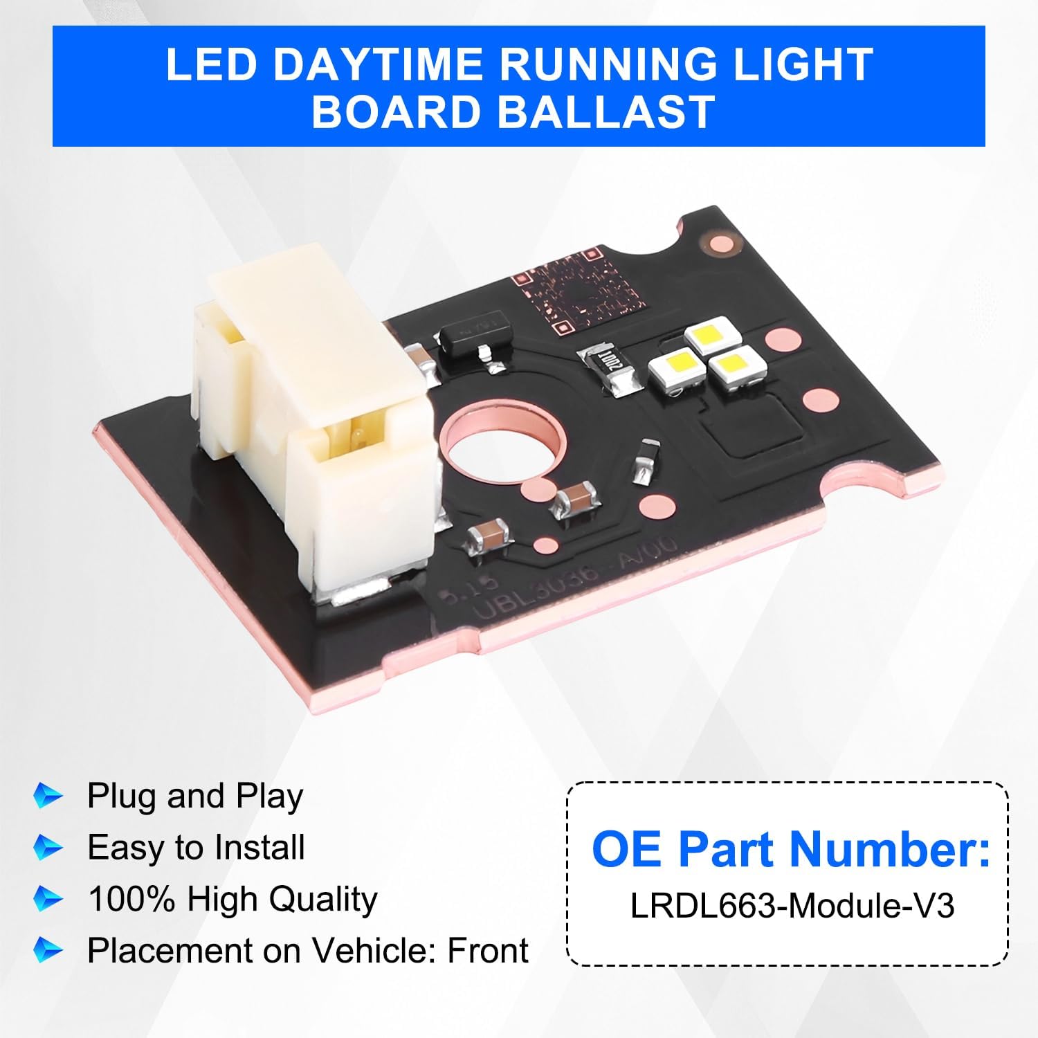 LRDL663-Module-V3 DRL LED Board Chip Headlight Daytime Running Light Board Ballast Compatible for Land Rover Defender V8 L663