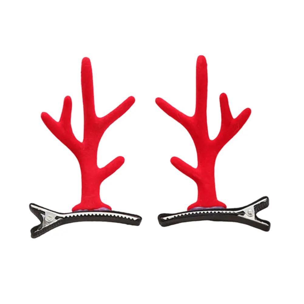 Christmas Decorative Deer Antler Hair Clip Party Costume Accessory Halloween Adult Hair Card Adorable Girl Heart Festival Gift