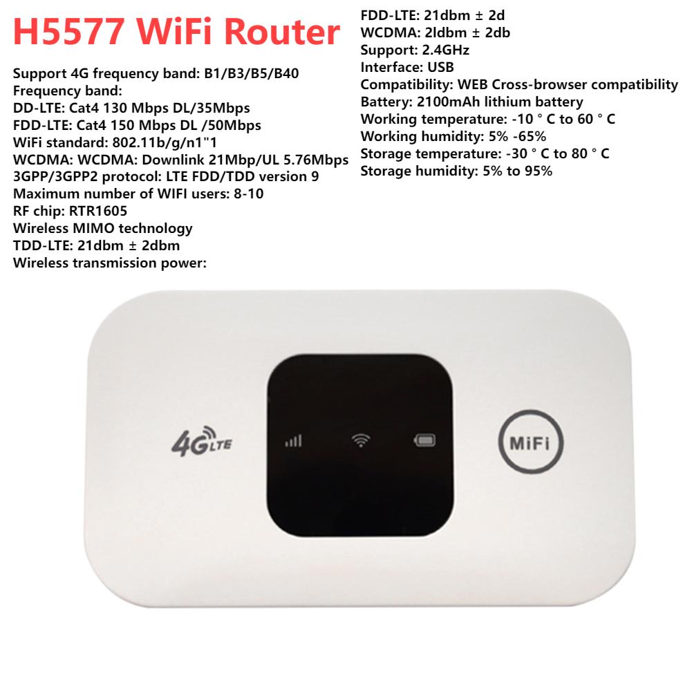 

H807Pro H5577 WiFi Router Wireless 150Mbps 4G LTE Wi-Fi Modem Outdoor Plug& Play Mobile Hotspot Wifi Repeater With SIM Card Slot