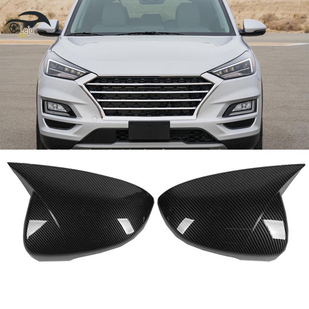 

Carbon Fiber Horn Cover Sticker for 2021 Hyundai Tucson Rearview Mirror Glossy Black