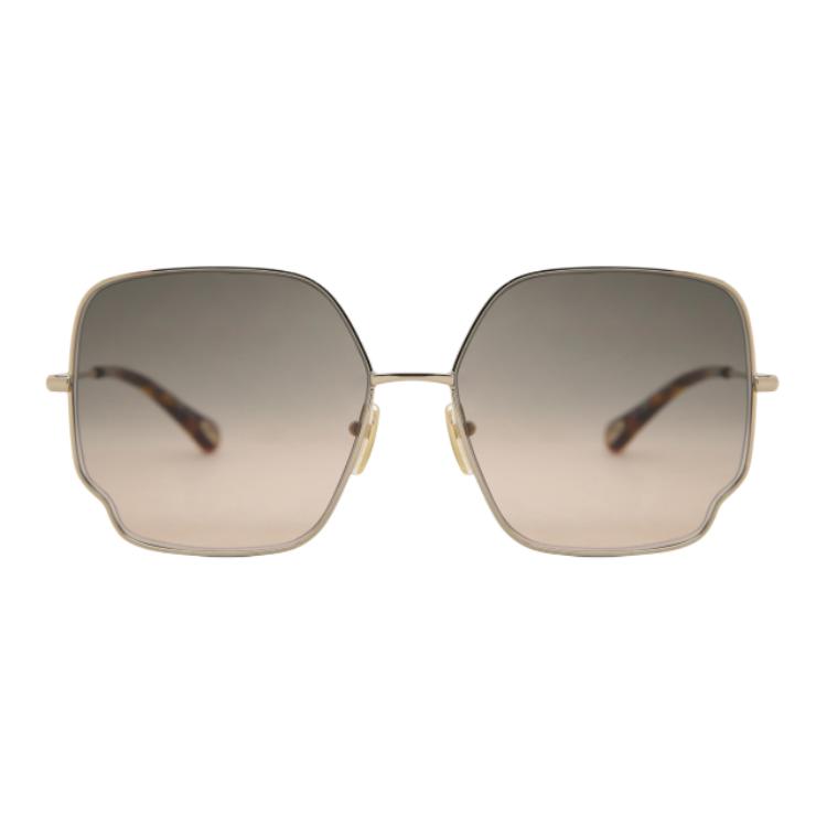 Chloe Logo Design Metal Irregular Shape Sunglasses Women sunglasses Gold CH0092S001