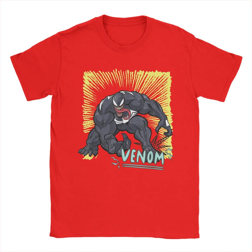 Genuine Authorized Venom Graphic Pen Colorful Vintage Print T-Shirt Men's Short Sleeve Relaxed TopLoose Plus Size Top