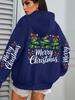 Merry Christmas Bow Tree Pattern Women'S Hoodie Casual Hoodie Autumn Hooded Sweater