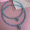 Simple Vintage Sexy Lake Blue Zircon Heart Pendant Necklace For Women Female Boho Geometric Baroque Lake Blue Crystal Jewelry