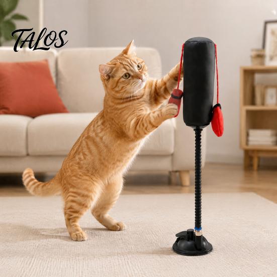 Stress Relief Toys for Anxious Cats Cat Punching Bag Toy, Interactive Punch Toy with Dangling Boxing Gloves, Suction Portable Entertainment