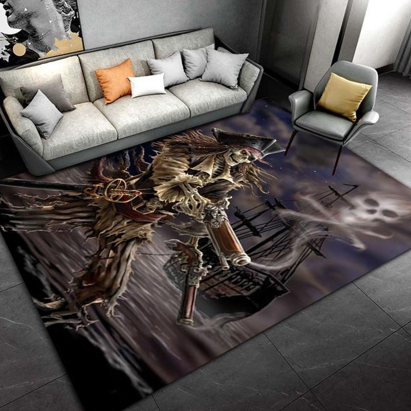 Skeleton Sea Pirate Pattern Rug Carpet for Living Room Bathroom Mat Creative Doormat Carpet for Bedroom Home Decor Play Mats