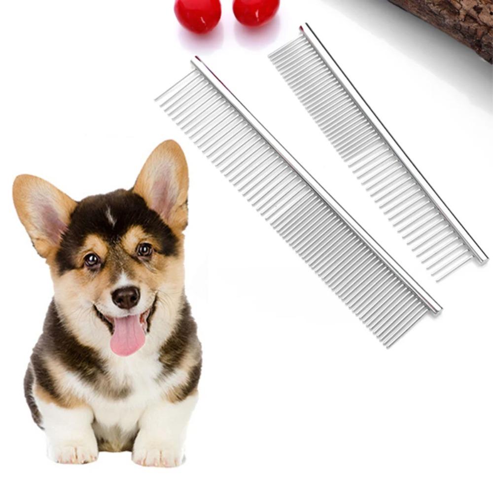 Stainless Steel Dog Comb Long Thick Hair Fur Removal Brush 19cm Pets Dog Cat Grooming Dematting Combs for Shaggy Dogs