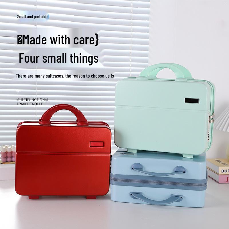Compact 14-inch Password Cosmetic Handbag in Solid Color - Souvenir Gift Box and Storage Bag Suitcase.