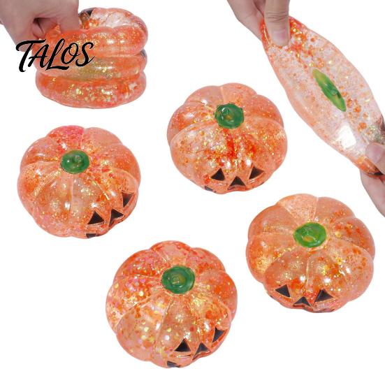 Pumpkin Head Toy 1/2/3Pcs Halloween Stress Ball, Anxiety Relief Spooky Healing Ball Toy, Stretchy Glitter Orange Sensory Small Reliever