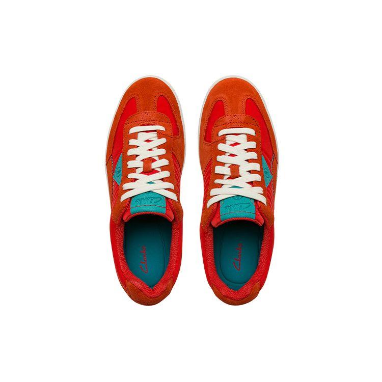 Clarks Art Series Cow Split Leather Fabric Retro Fashion Casual Sneakers Men sneakers Pomegranate-Red 261703997