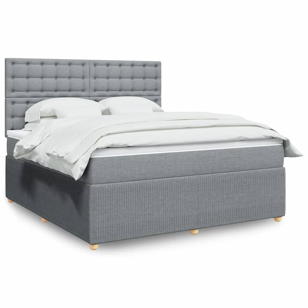 Box Spring Bed with Mattress Light Grey 180 x 200 cm Fabric