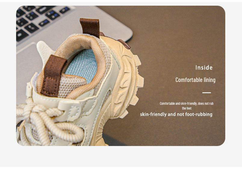 Trendy Kids' Mesh Sneakers: Spring/Autumn, Breathable, Non-Slip, Thick Sole, Fashionable Girls' Dad Shoes