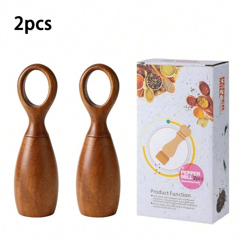 1/2 wooden salt and pepper grinder sets with ceramic core and storage rack-adjustable manual spice grinder, suitable for barbecu