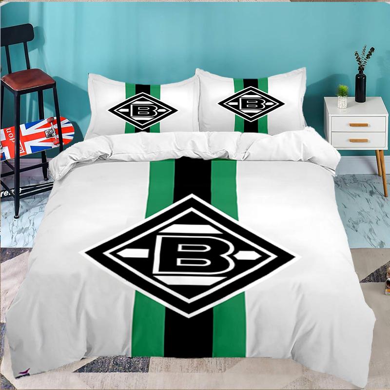 3PCS Green Black Borussia Bedding set,Ideal For1pc Duvet Cover And 2pcs Pillowcases Perfect for Christmas gift,Ideal for Bedroom, Dormitory