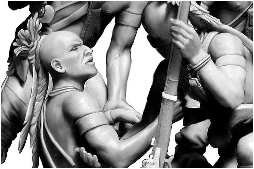 Master Box 1/35 Scale Indian Wars Defensive Circle, 4 Native American Soldiers, 18th Century, No. 1 Plastic Model, MB35209