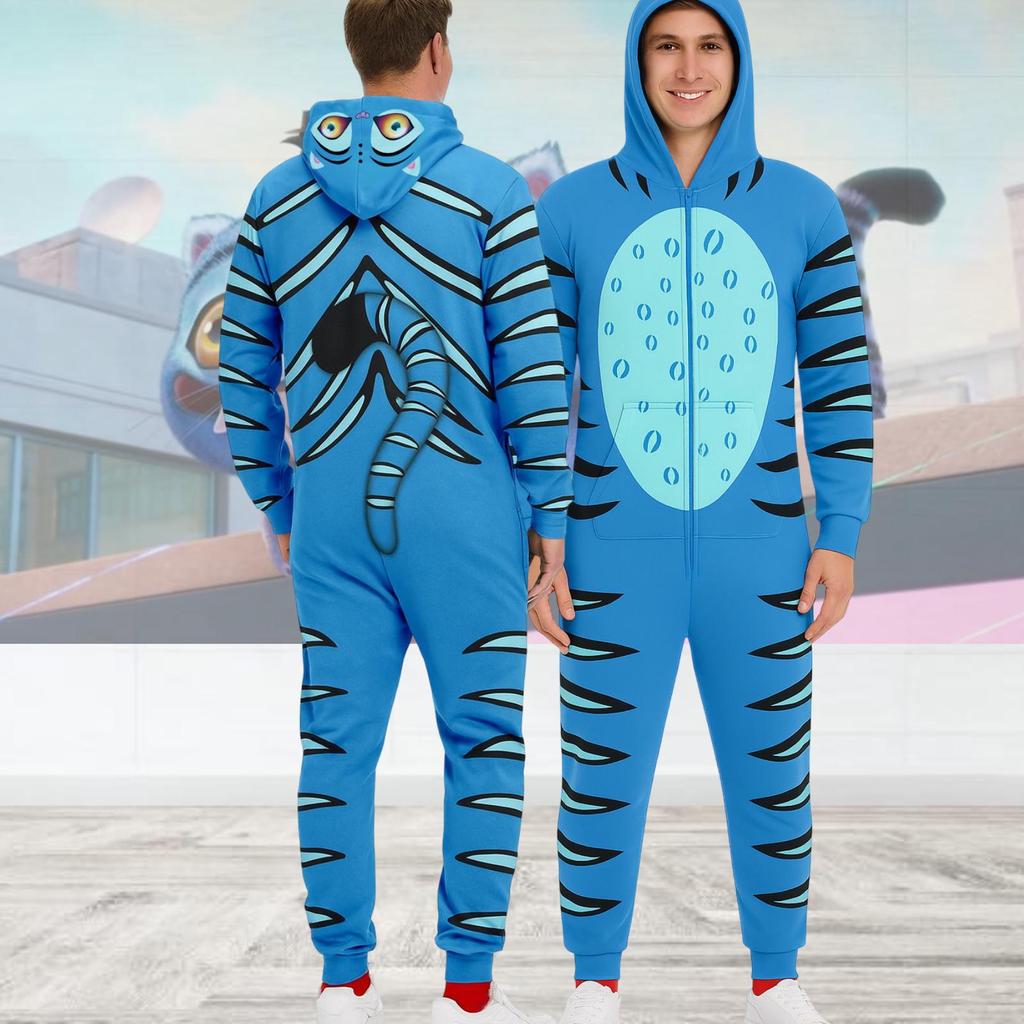 Matching Family Outfits - Striped Print Family Matching Hooded Zip-Up Onesie Loungewear