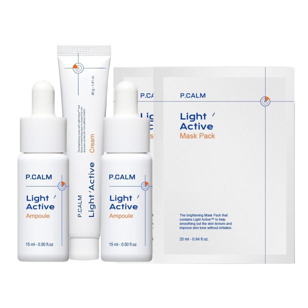 

P.CALM Light Active Brightening & Spot Care Gift Set, Radiant Complexion and Tone Correction Kit, Korean Skin Brightening Routine